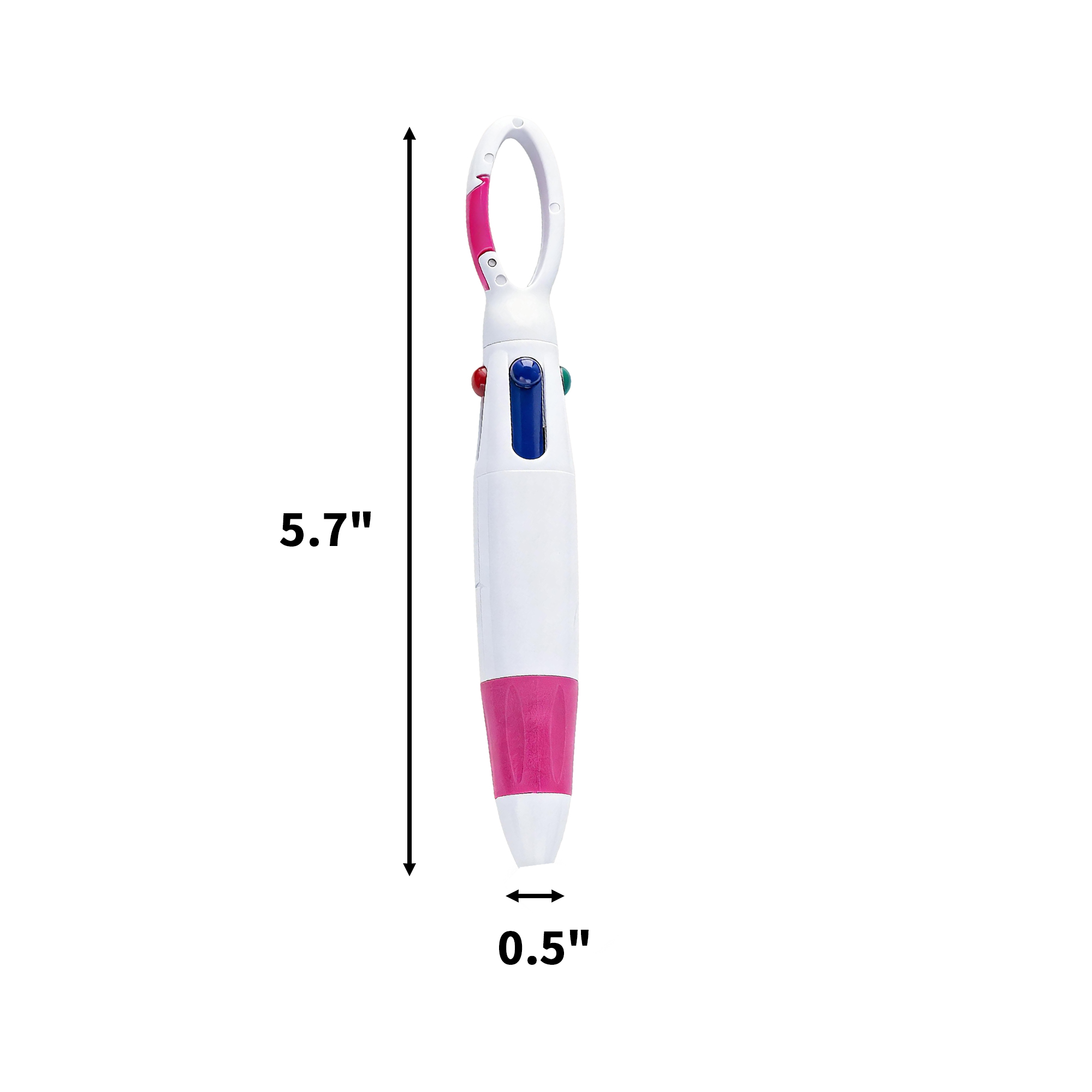 Four Color Ballpoint Pen With Carabiner Clip 6