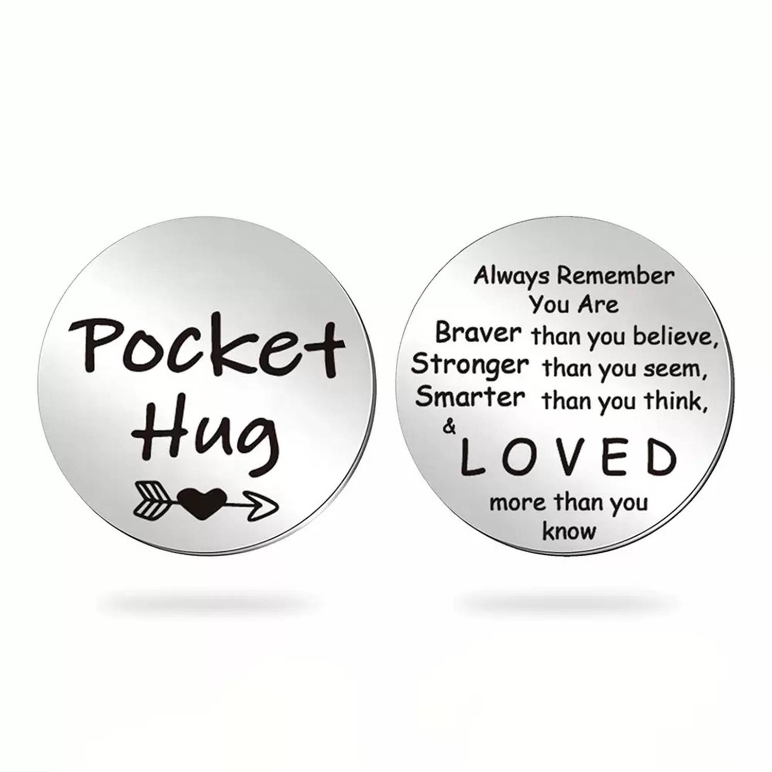Engraved Stainless Steel Decision Coin PU Leather Keychain 2
