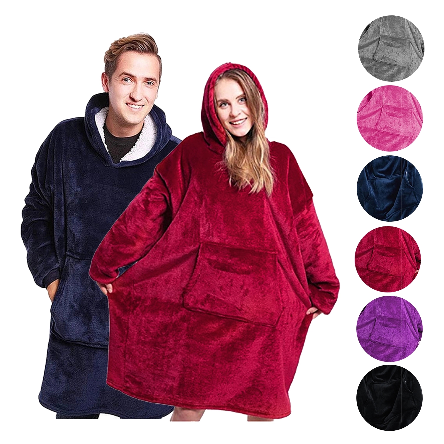 Oversized Wearable Blanket Sherpa Fleece Hoodie, custom hoodie or sweatshirt with logo imprint 2