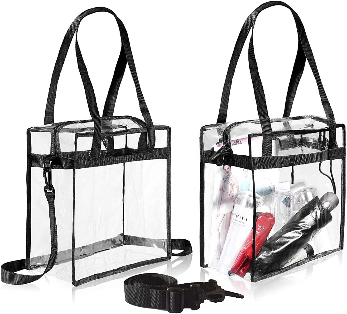 Clear Stadium Crossbody Tote Bag with Adjustable Strap 2