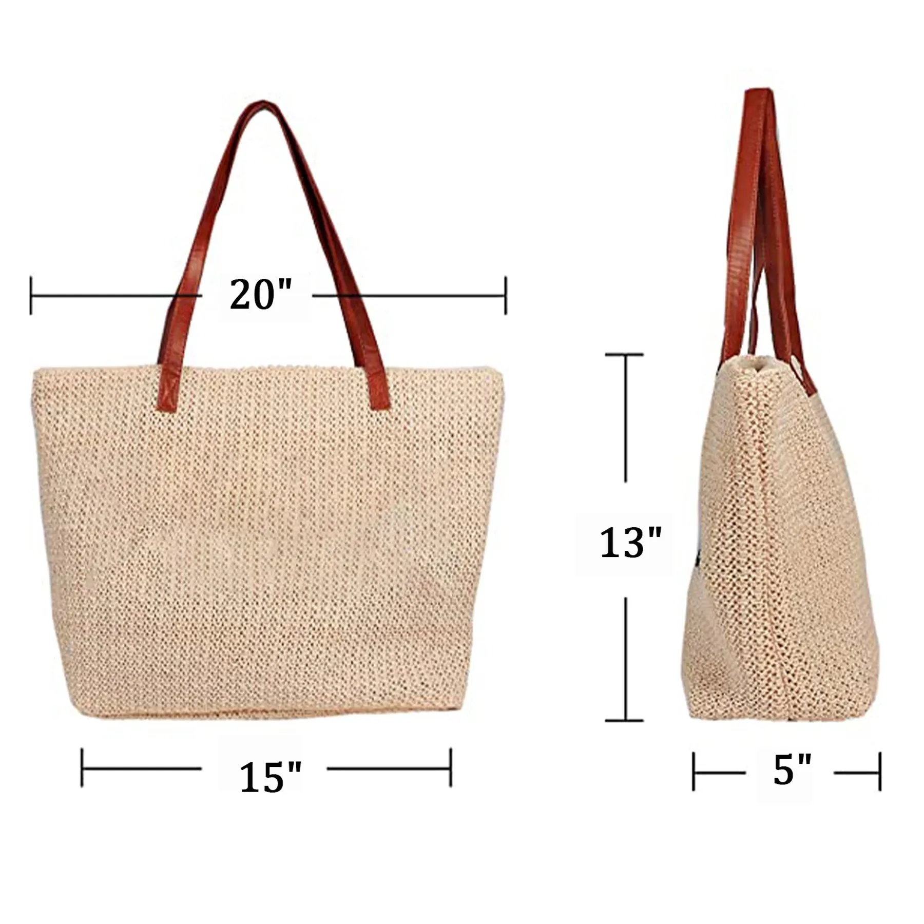Large Women Straw Beach Bag, custom tote bag with logo imprint 3