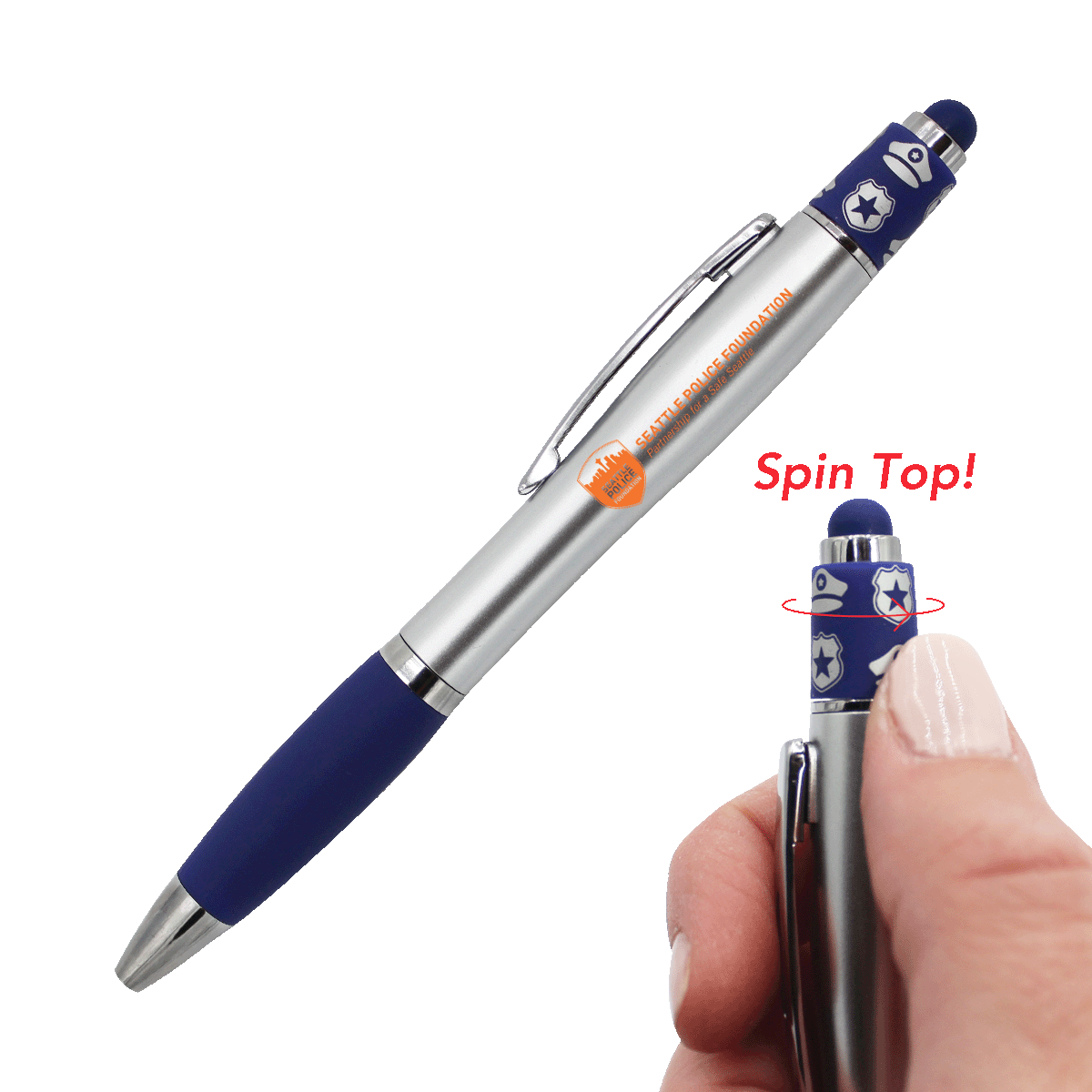 Police Spin Top Pen with Stylus 1