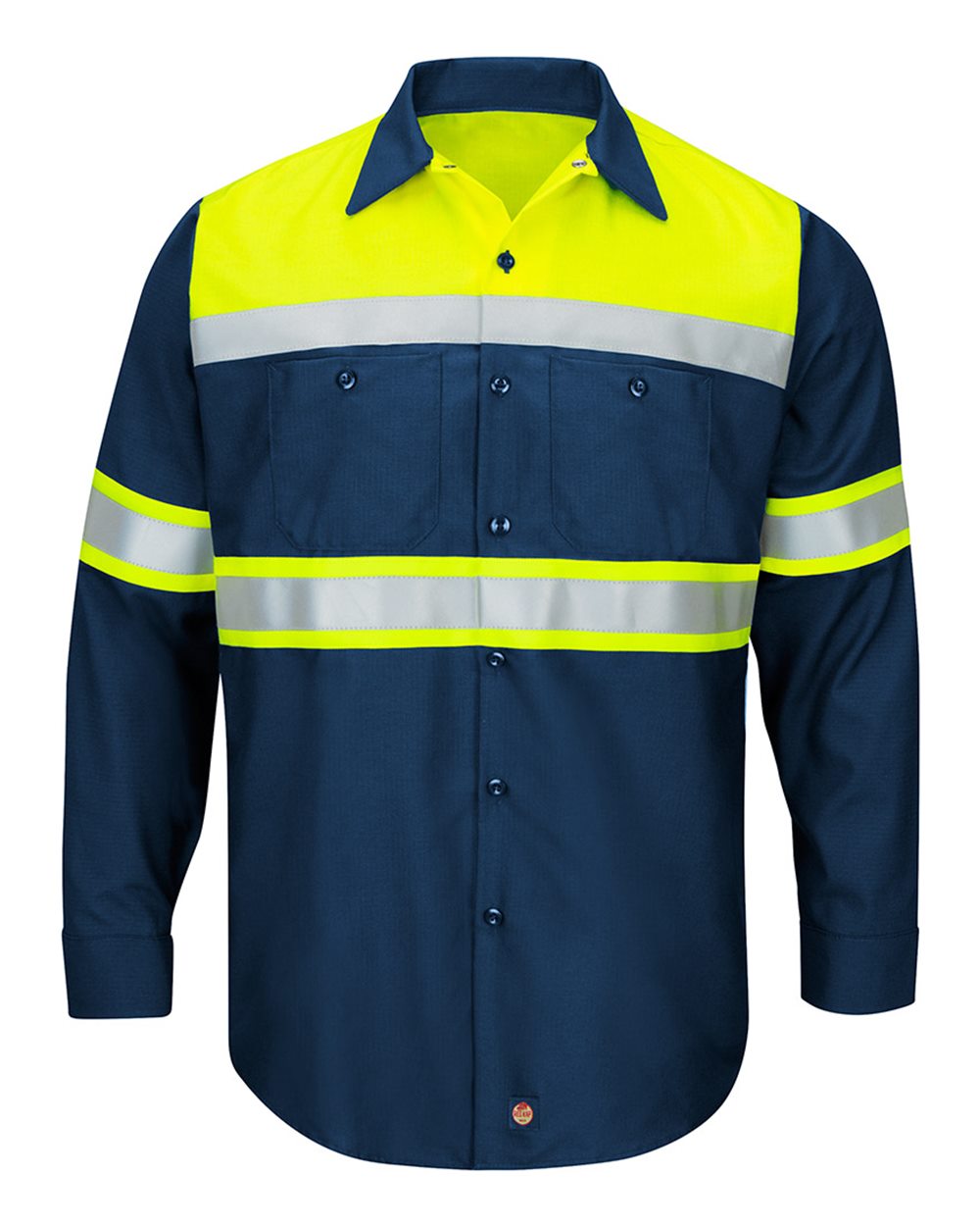 Men's Tall Hi-Visibility Colorblock Ripstop Long Sleeve Work Shirt - SY70T 3
