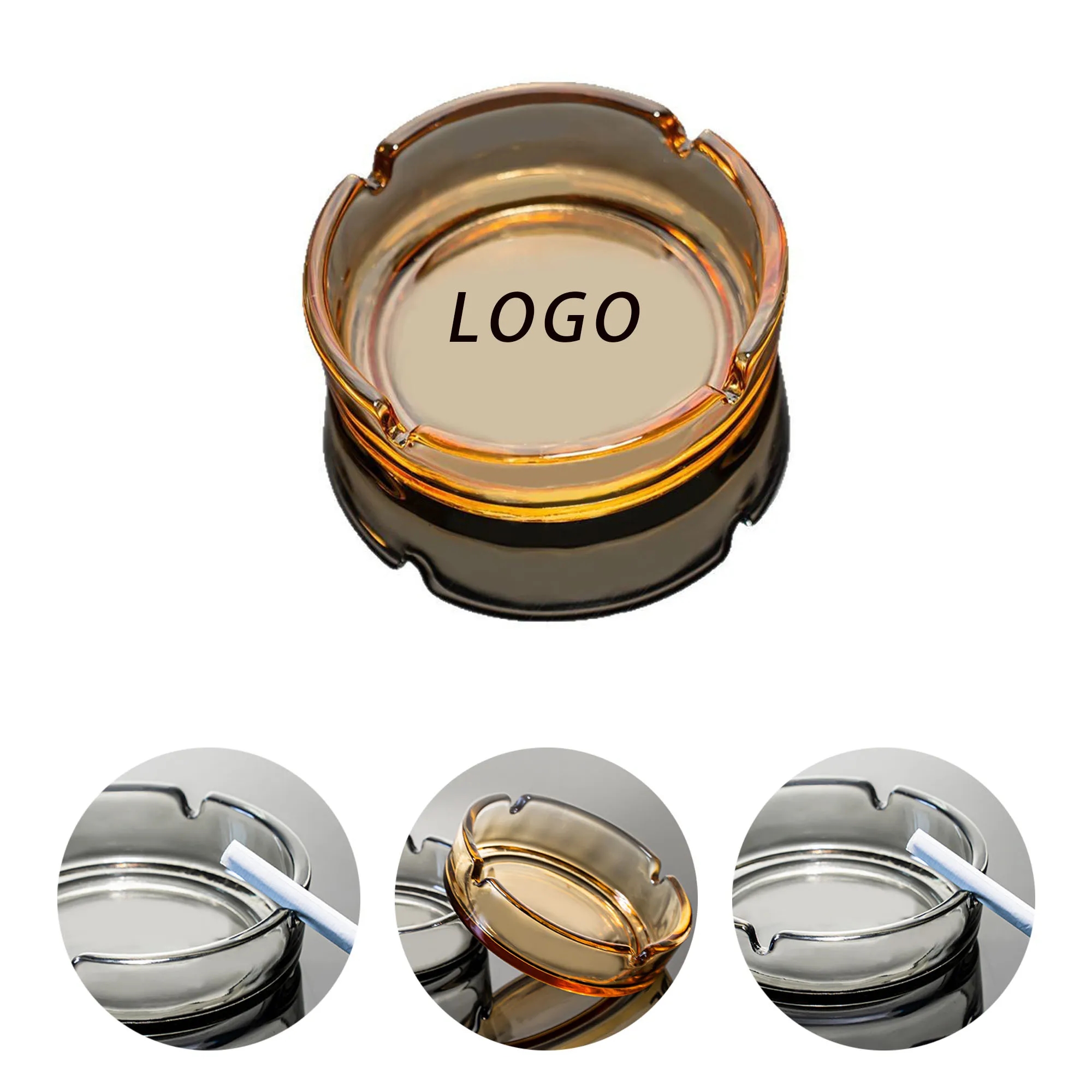 Premium Glass Ashtray With Logo For Safety