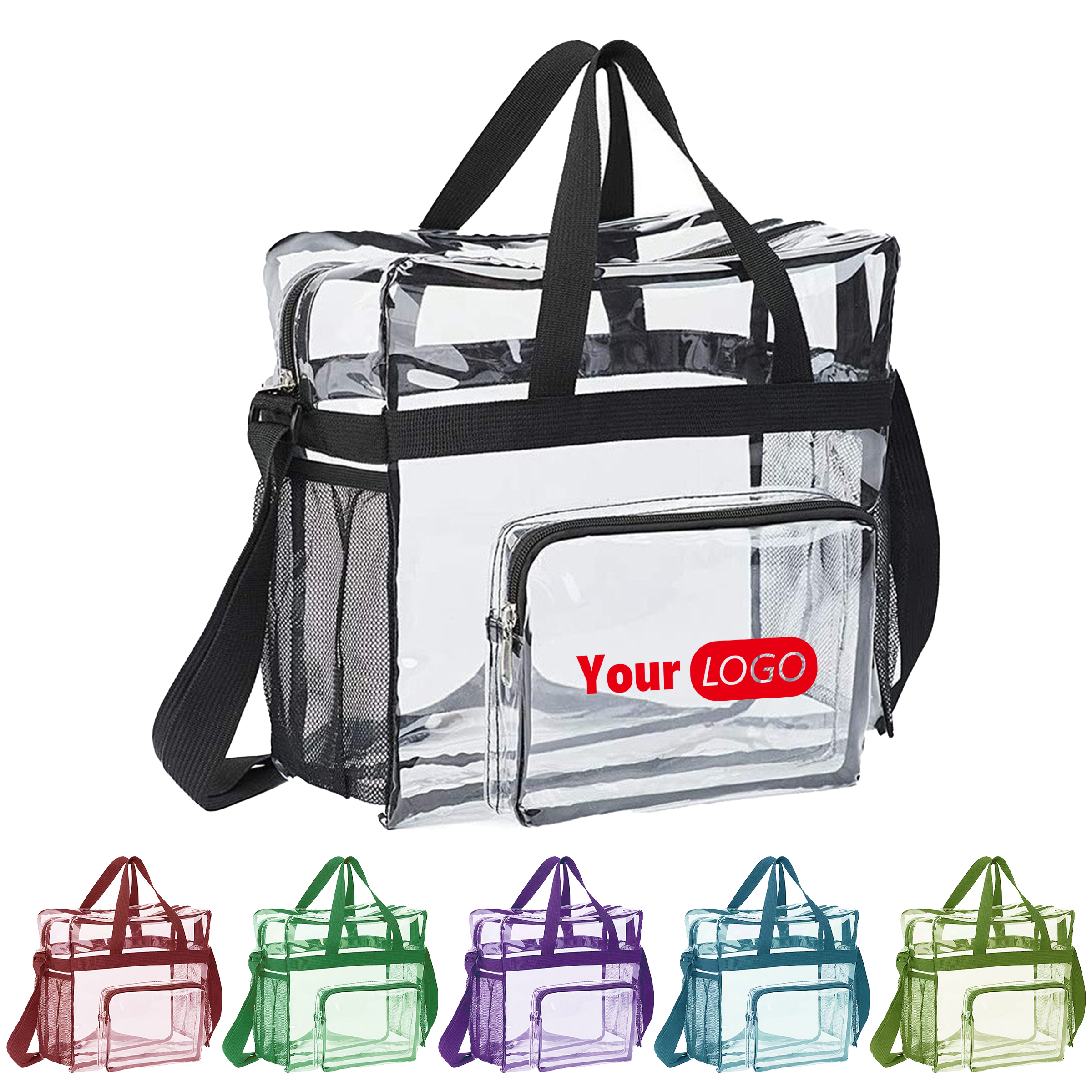 Pvc Transparent Stadium-Approved Tote Bag With Colorful Trim 4