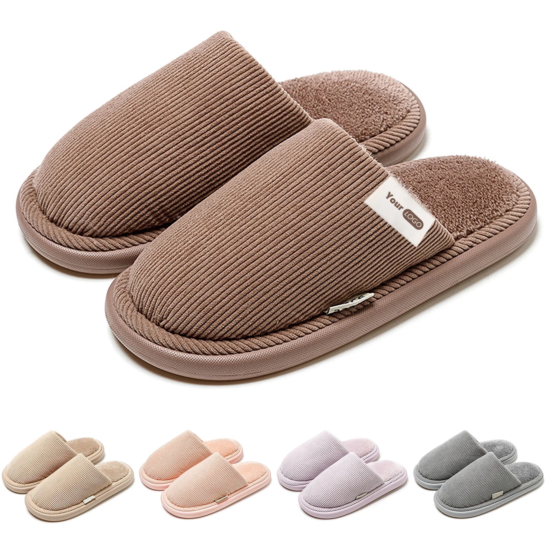 Plush Solid Color With Cotton Slippers 2