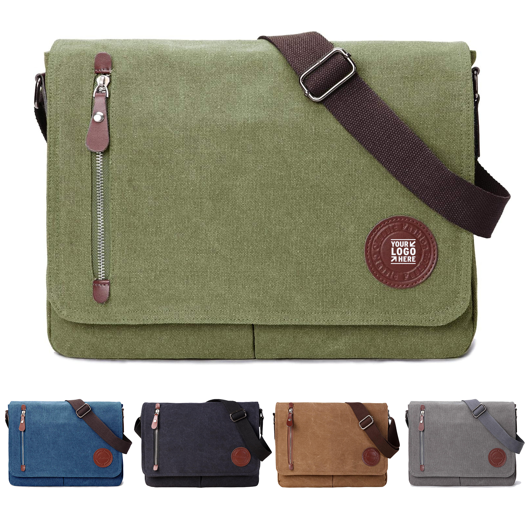 Men Women Vintage Canvas Satchel 13.5" Laptop Bookbag Messenger Travel Shoulder Bag 2