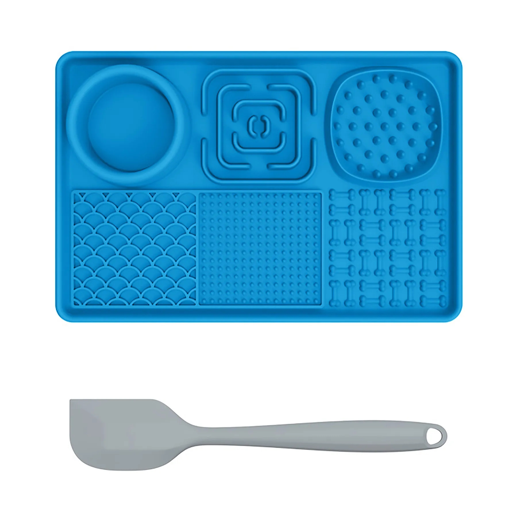 Silicone Rectangular Pet Licking Pad With Scraper 2