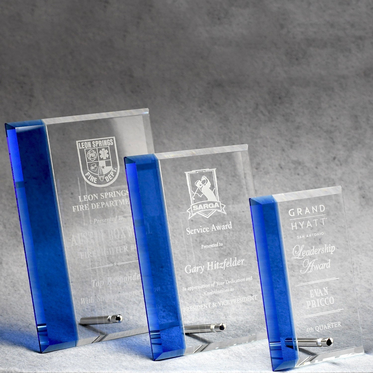 Economy Glass Plaque With Blue Accent 1
