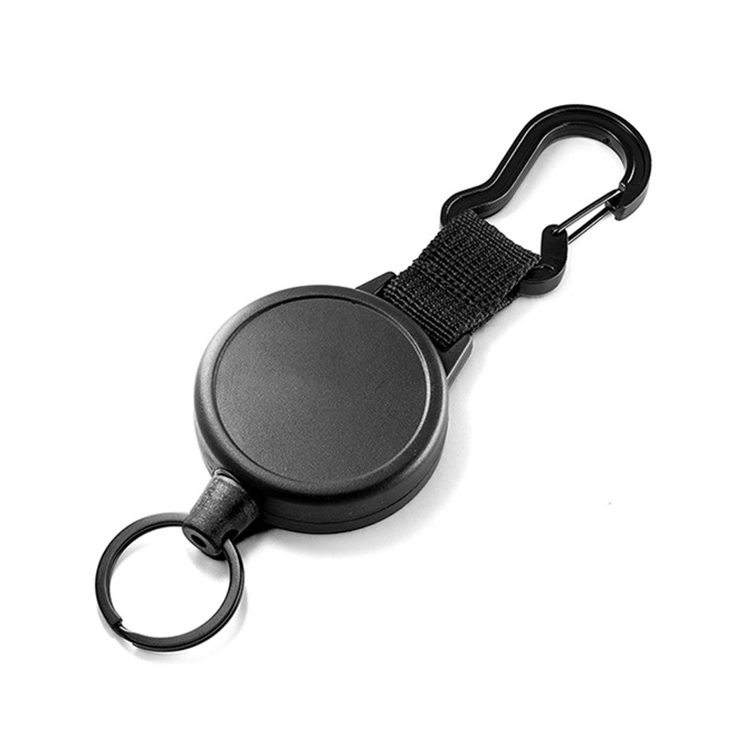 Retractable Wire Rope Black High Stretch Keychain 3