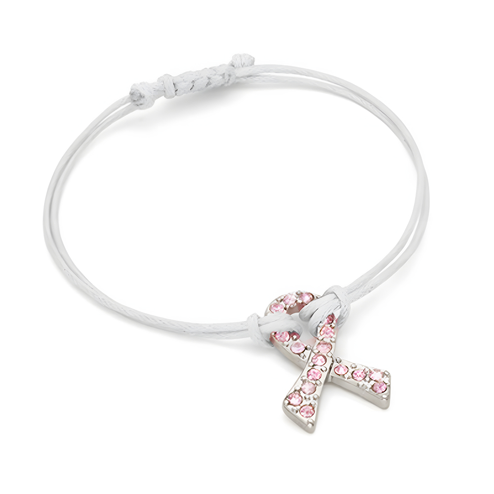 Crystal Breast Cancer Awareness Pink Ribbon Bracelet 4