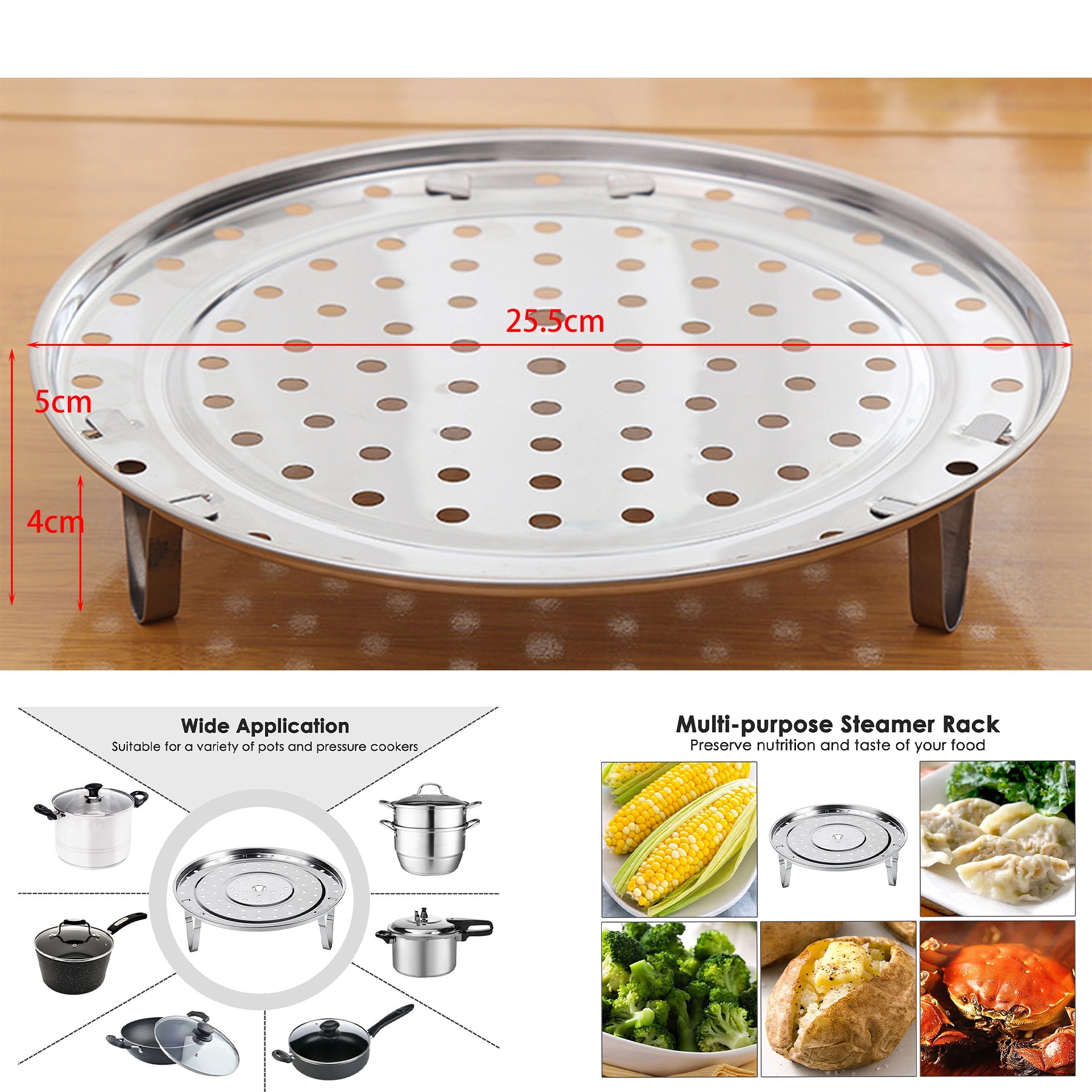 10inch 10 1/16" x 10 1/16" 304 Stainless Steel Steaming Rack 2