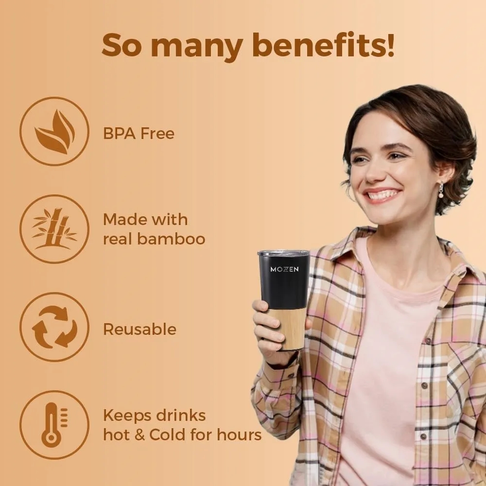 20 oz Stainless Steel Insulated Tumbler with Bamboo 4