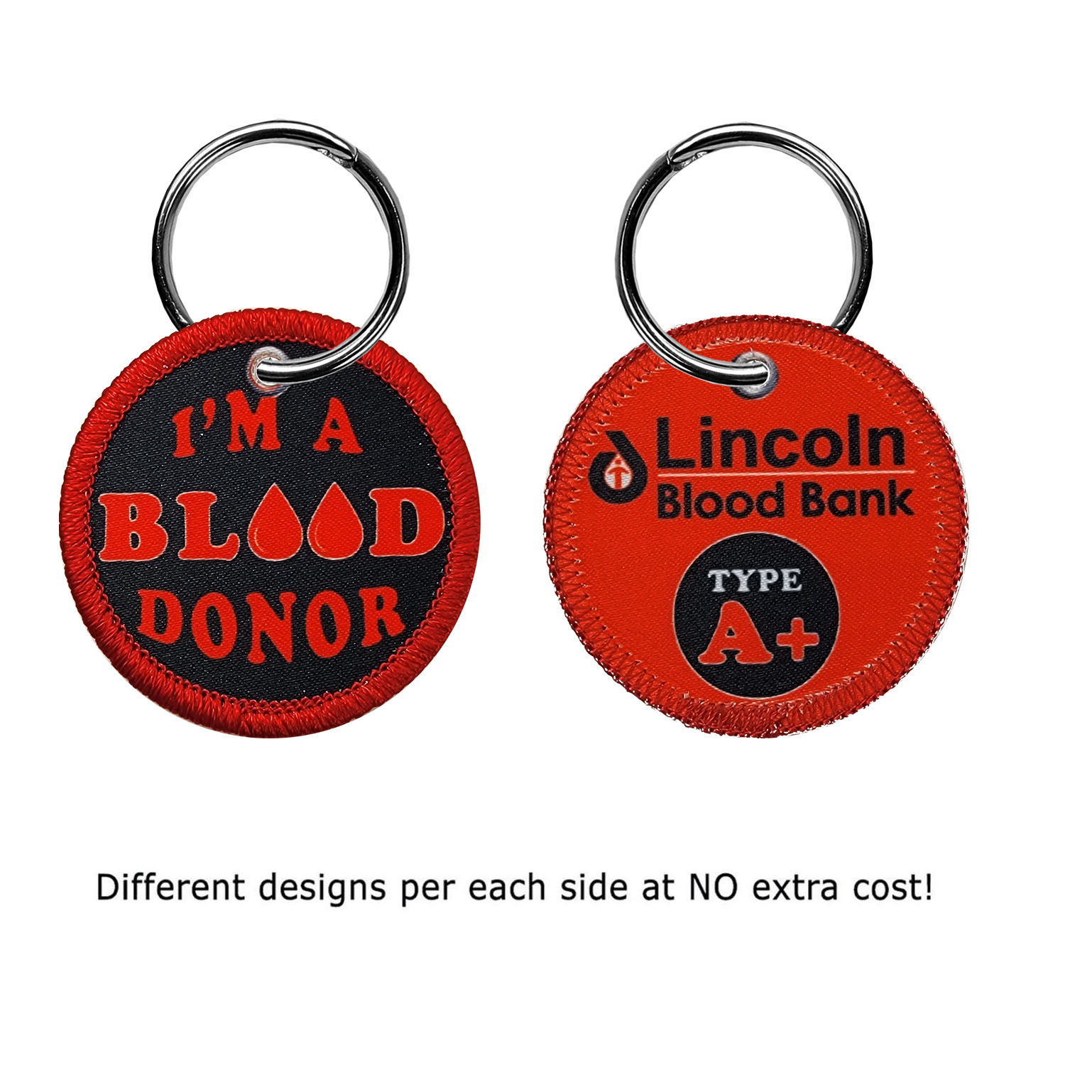 2 Sided 4CP Dye Sub Key Ring with Merrow Border 2