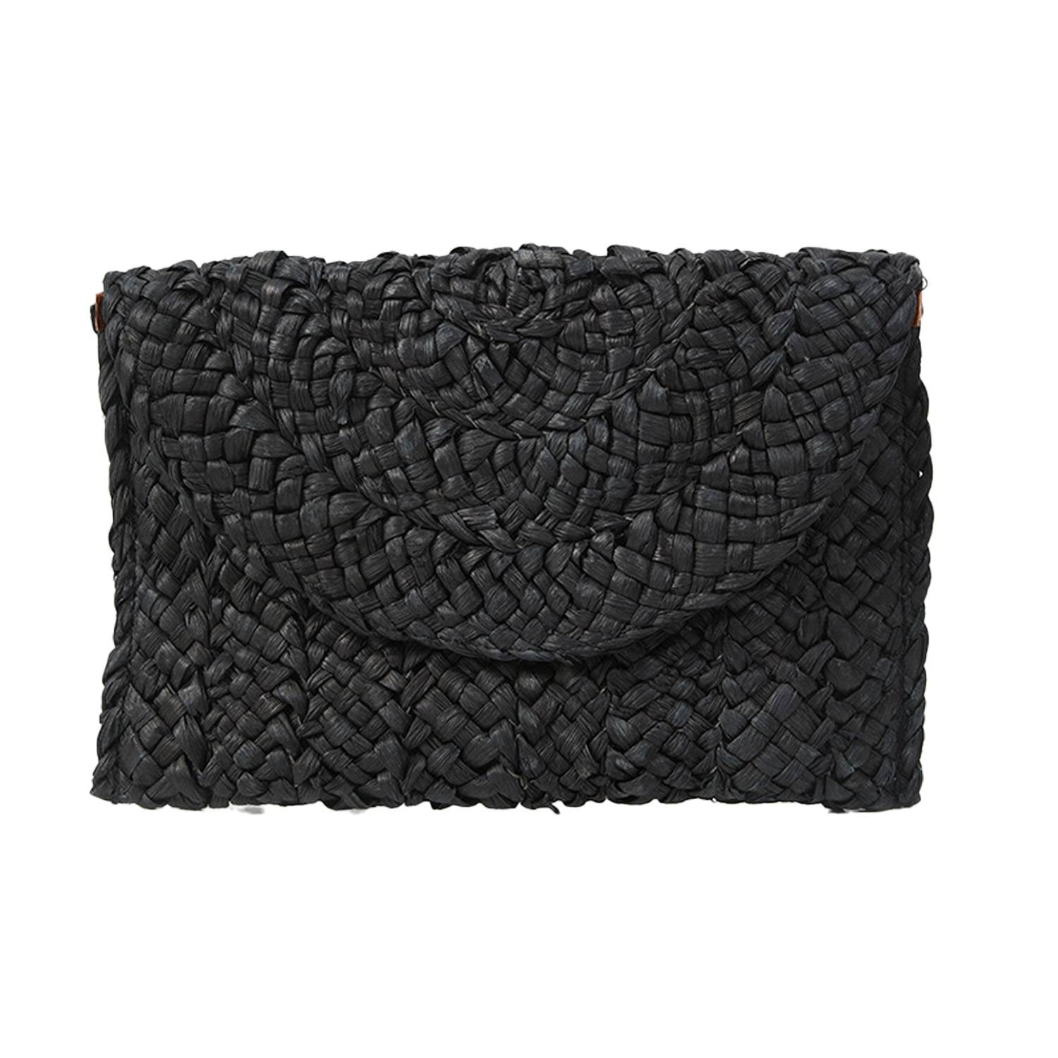 Magnetic Snap Straw Clutch Purse 9