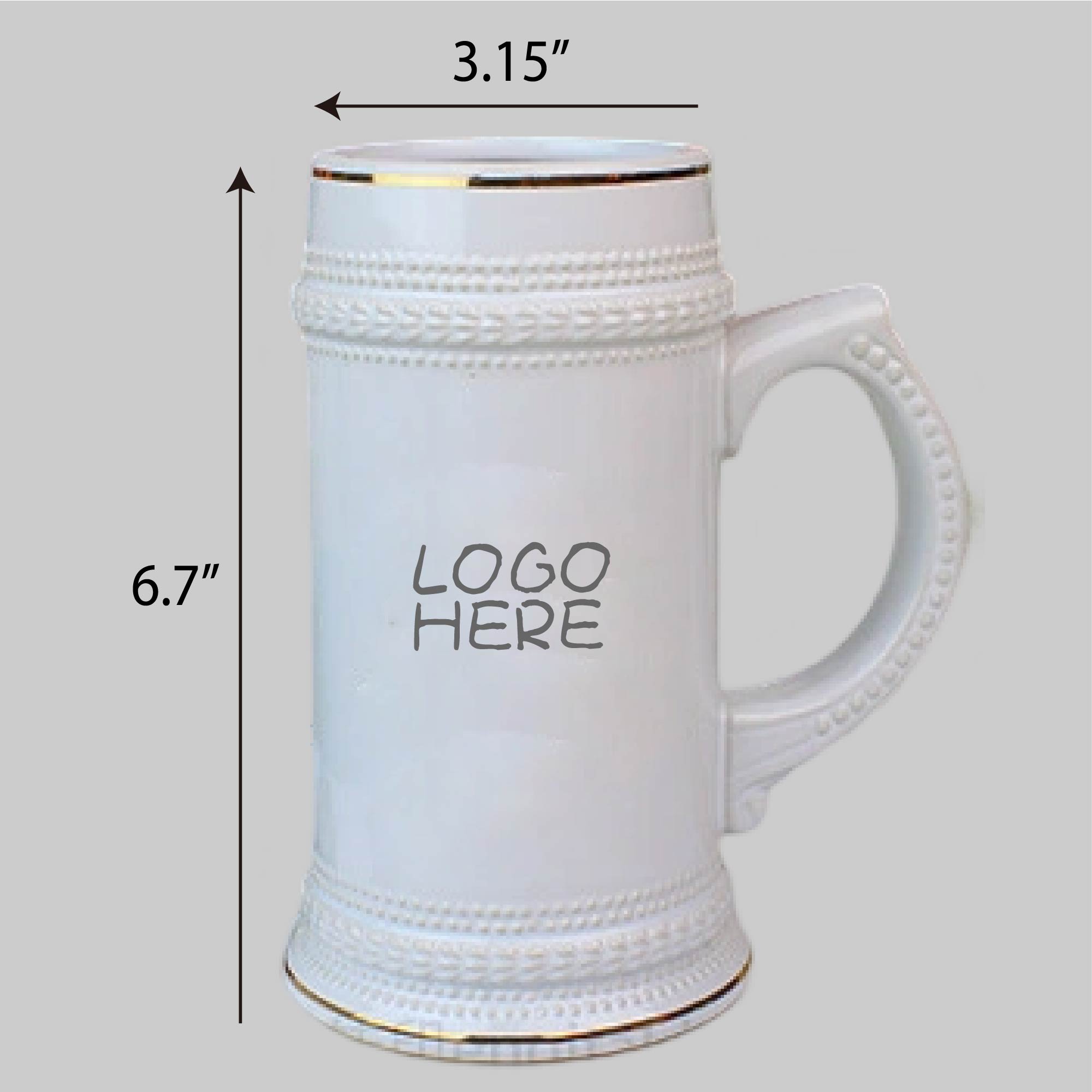 22 Oz White Beer Mug 2