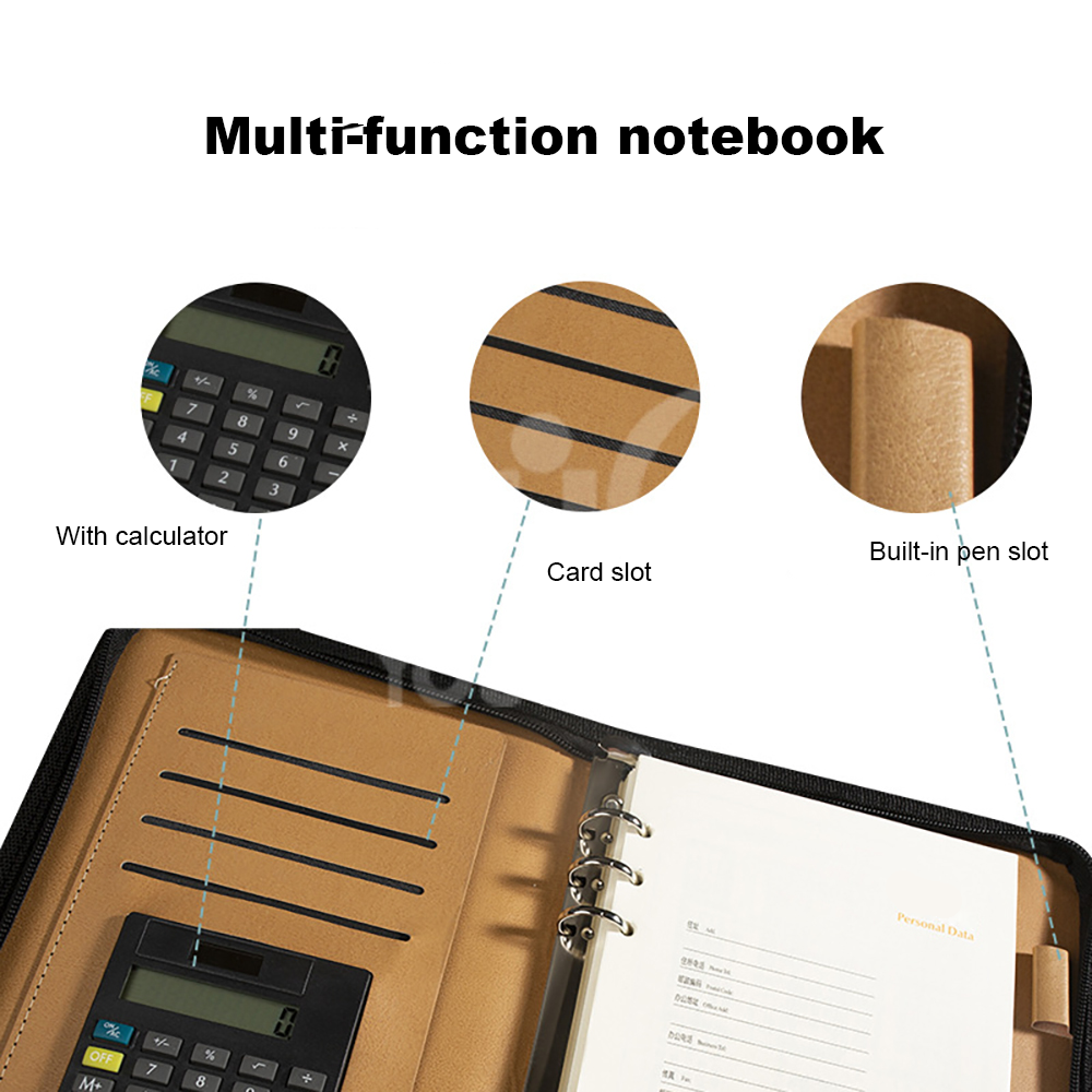 Multifunctional Business Notepad Zipper Bag 7