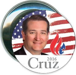 Cruz, Photo with Flag, Political Button