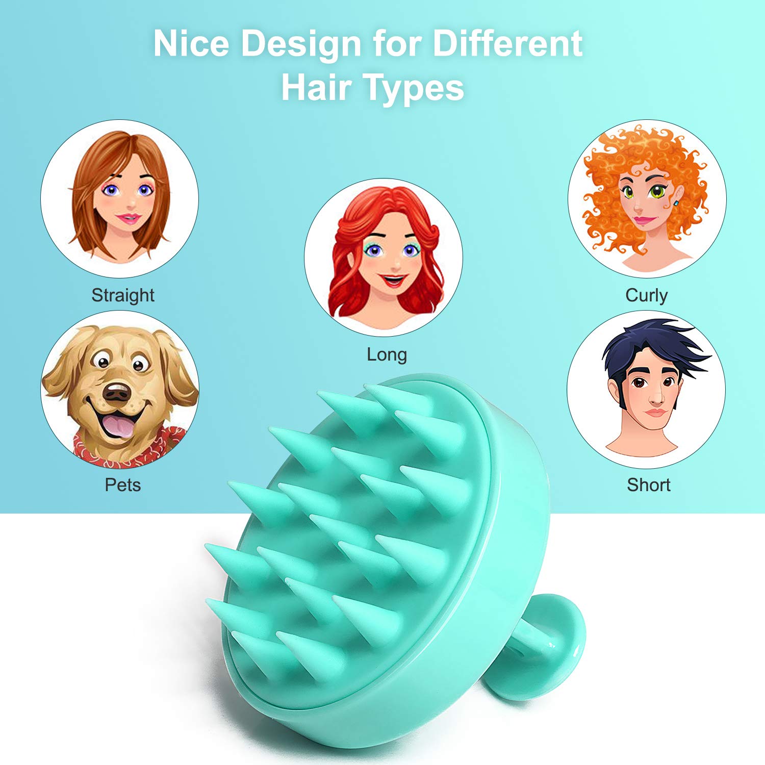 Hair Shampoo Brush w/ Soft Silicone Scalp Massager 3