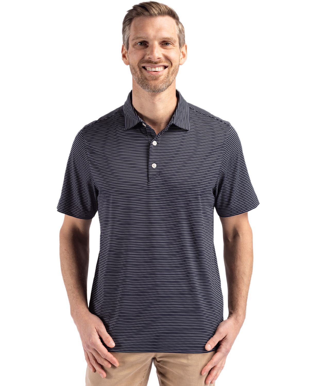 Cutter & Buck Forge Recycled Fine Line Stripe Four-Way Stretch Mens Polo 24