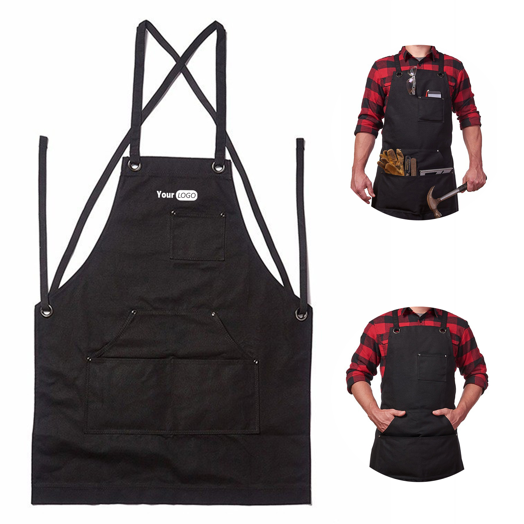 Canvas Sleeveless Multi-Pocket Apron 2