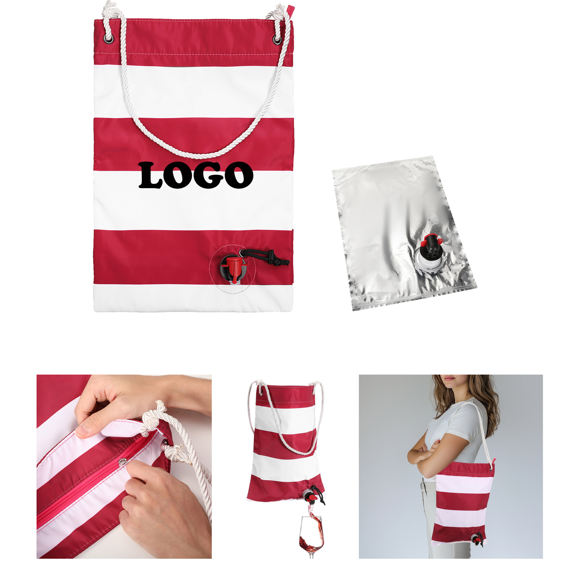 MOQ 10 pcs Custom Wine Tote 2