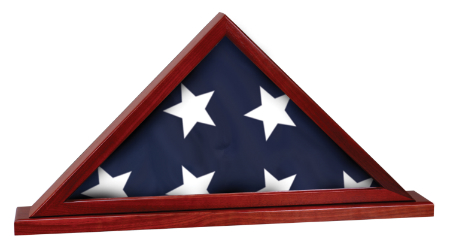 16 1/4" x 8 1/4" Rosewood Finish Flag Display Case with Base Attached 1