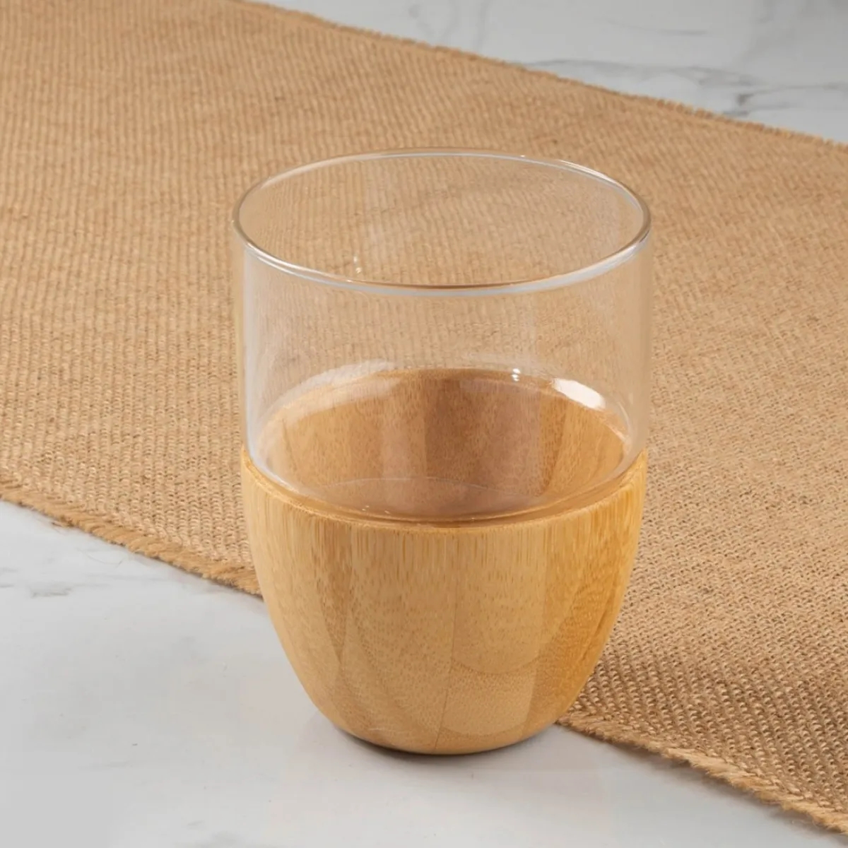 Bamboo Base 16oz Glass Cup For Coffee Custom Logo Gift Mugs 2