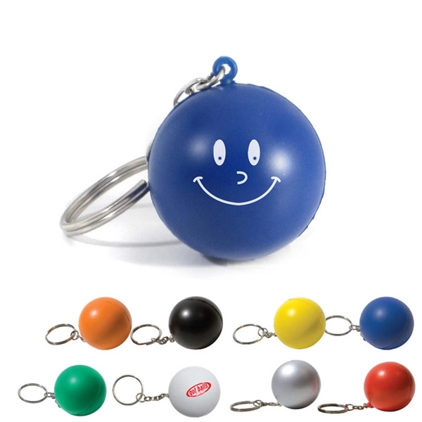 Smiling Round Ball Stress Reliever Keyring 2