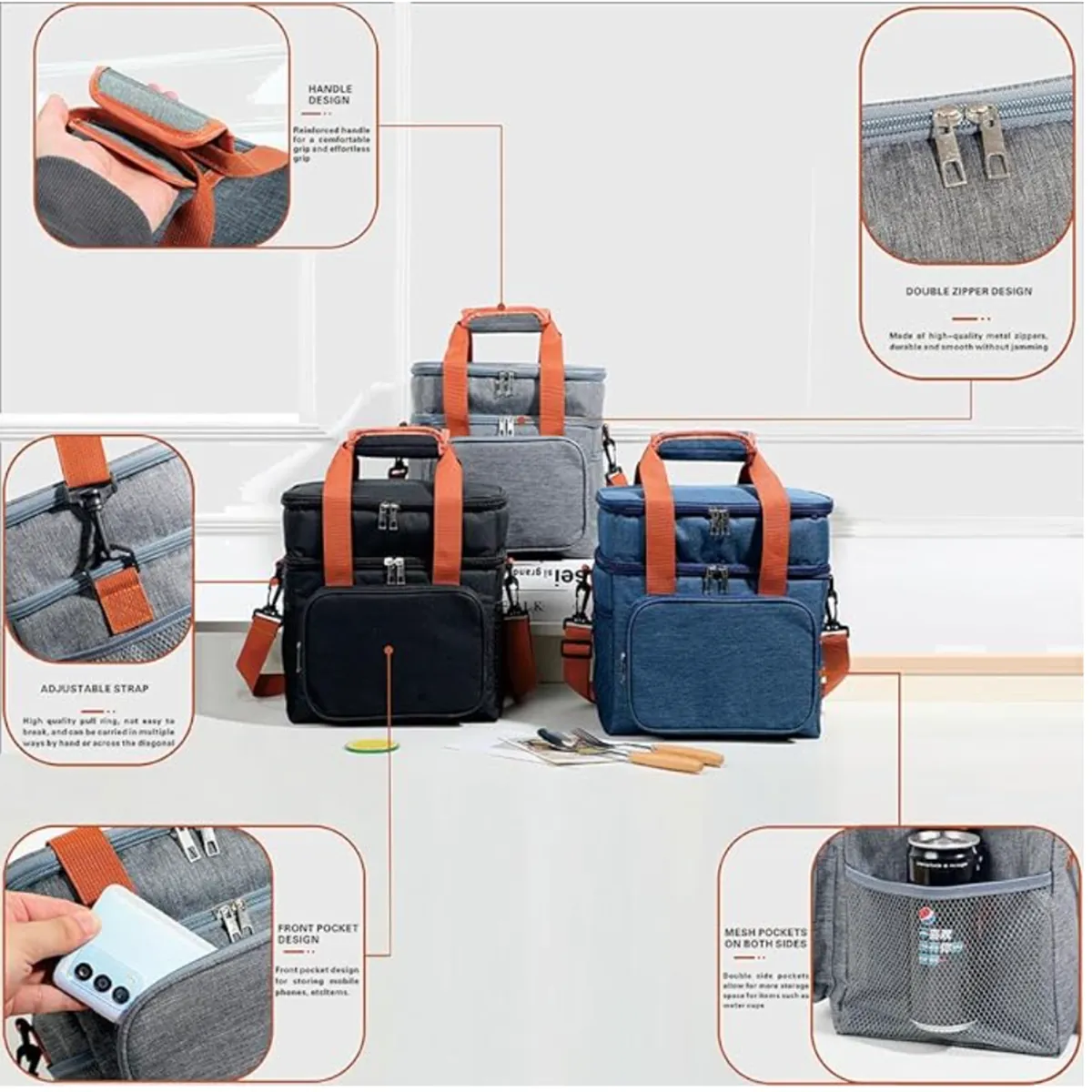 Double Layer Insulated Bag Large Capacity Outdoor Picnic 10
