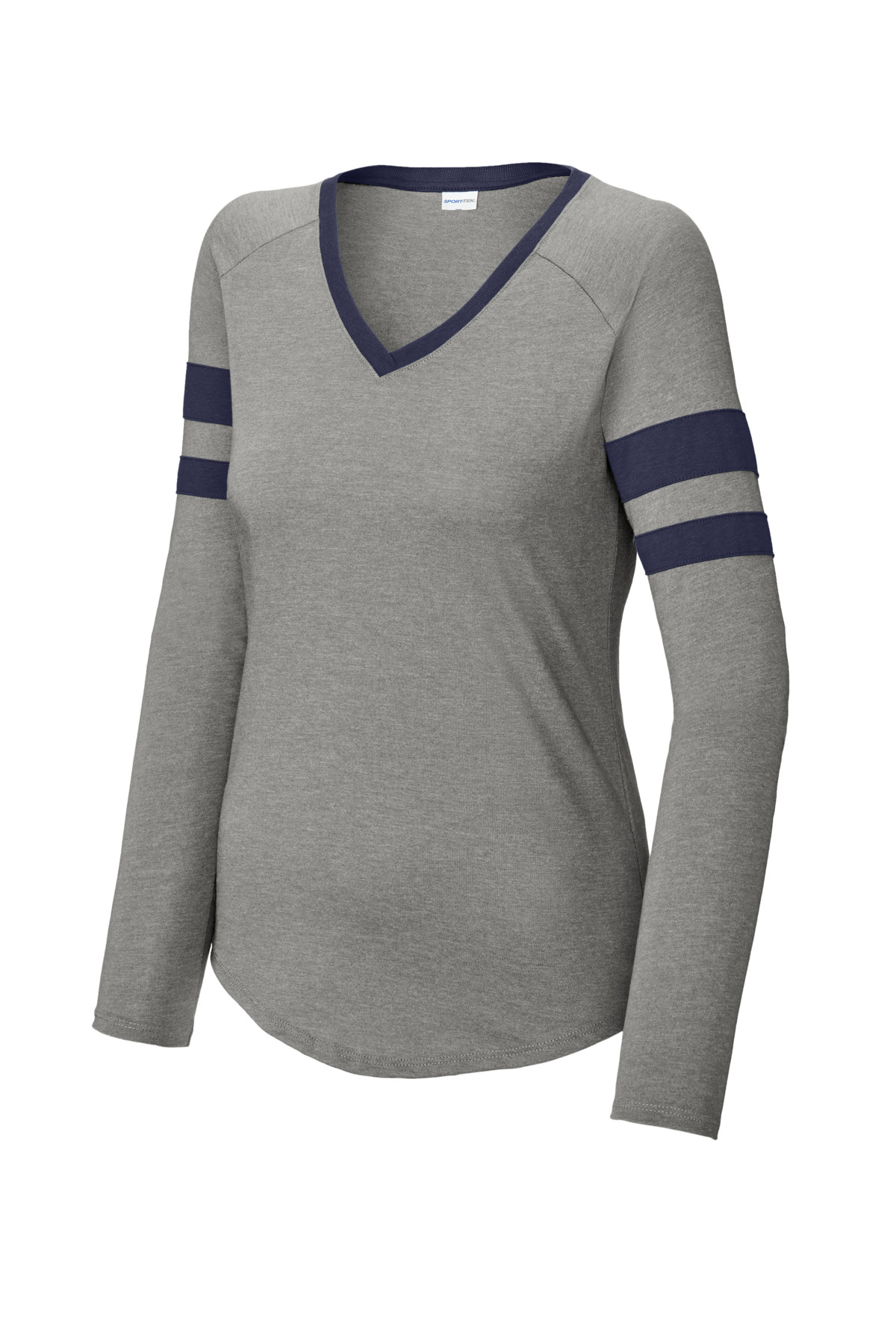 Sport-Tek Women's Halftime Stripe Long Sleeve V-Neck Tee LST6043 10