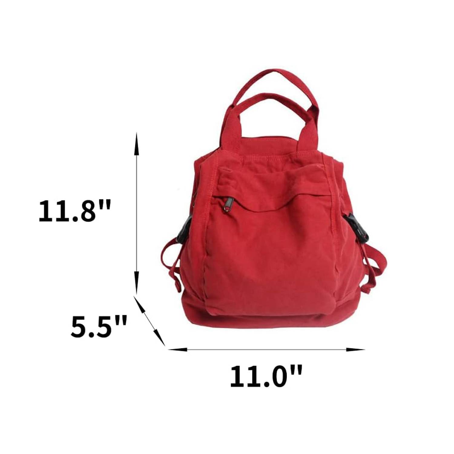 Solid-color Retro Nylon Multi-pocket Backpack 5