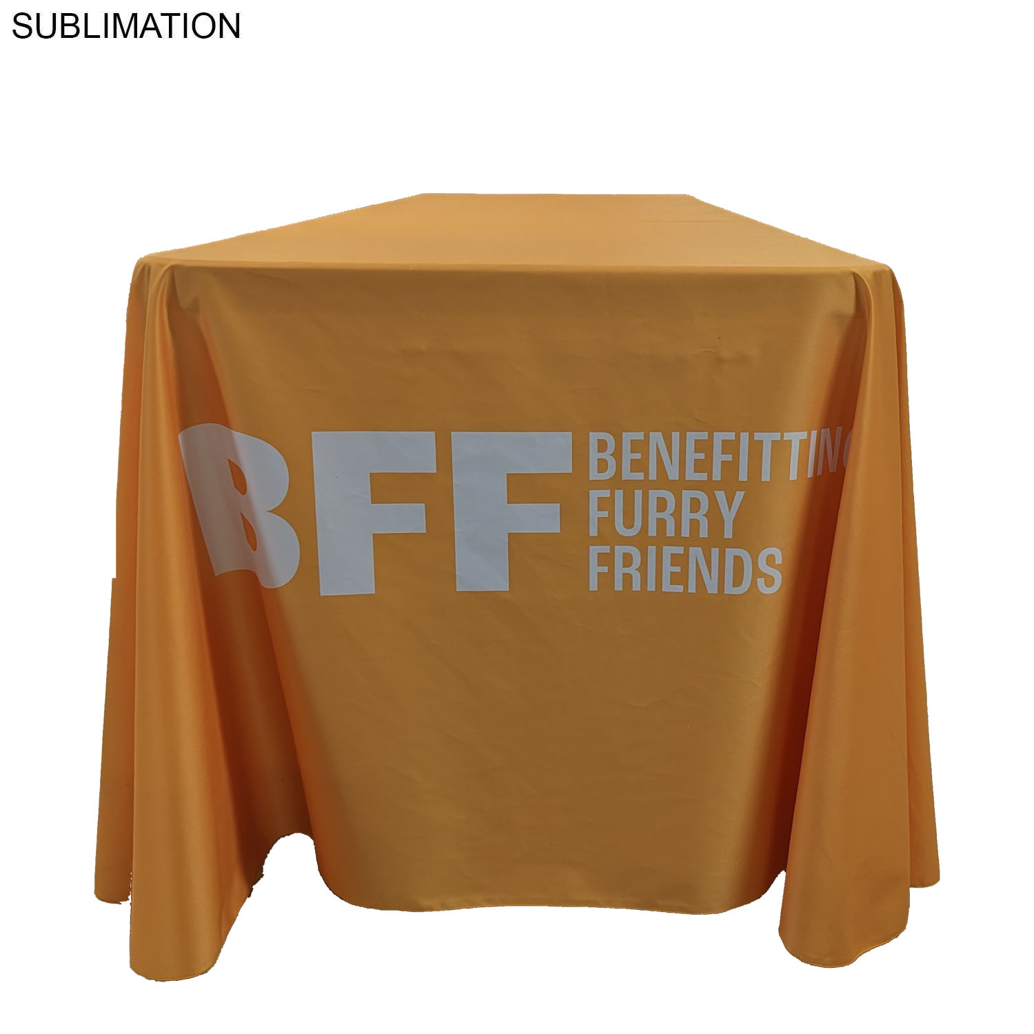 24Hr Express Ship - Sublimated PREMIUM Cloth for 8' table, Drape style, Closed Back, Rounded Corners 5