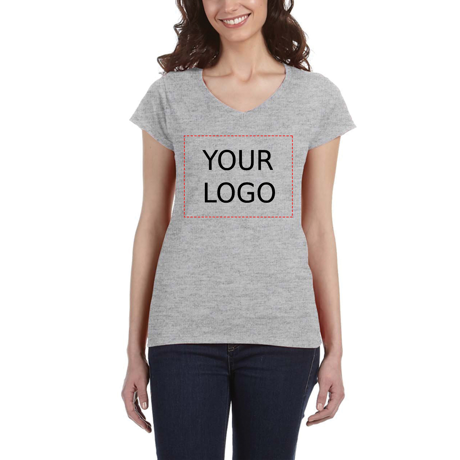 Ladies Preshrunk Cotton V-Neck T-Shirt 5