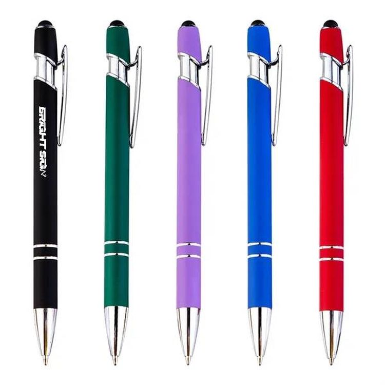 Rubberized Metal Ballpoint Pen with Stylus 2