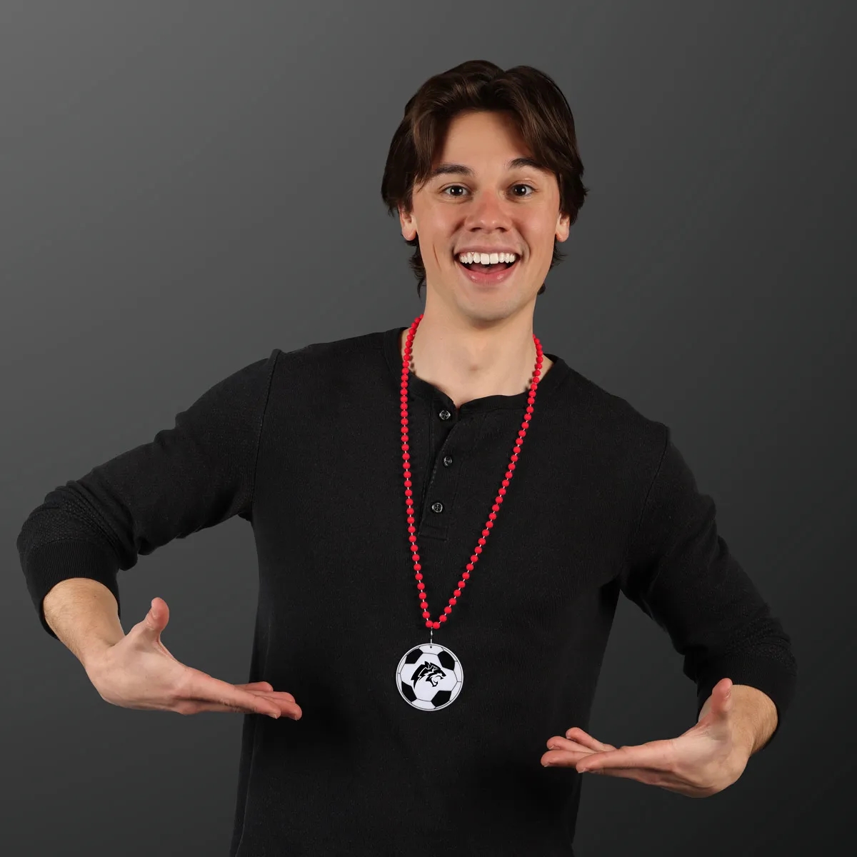Soccer Ball Medallion with Beaded Necklace (Non Light Up) 41