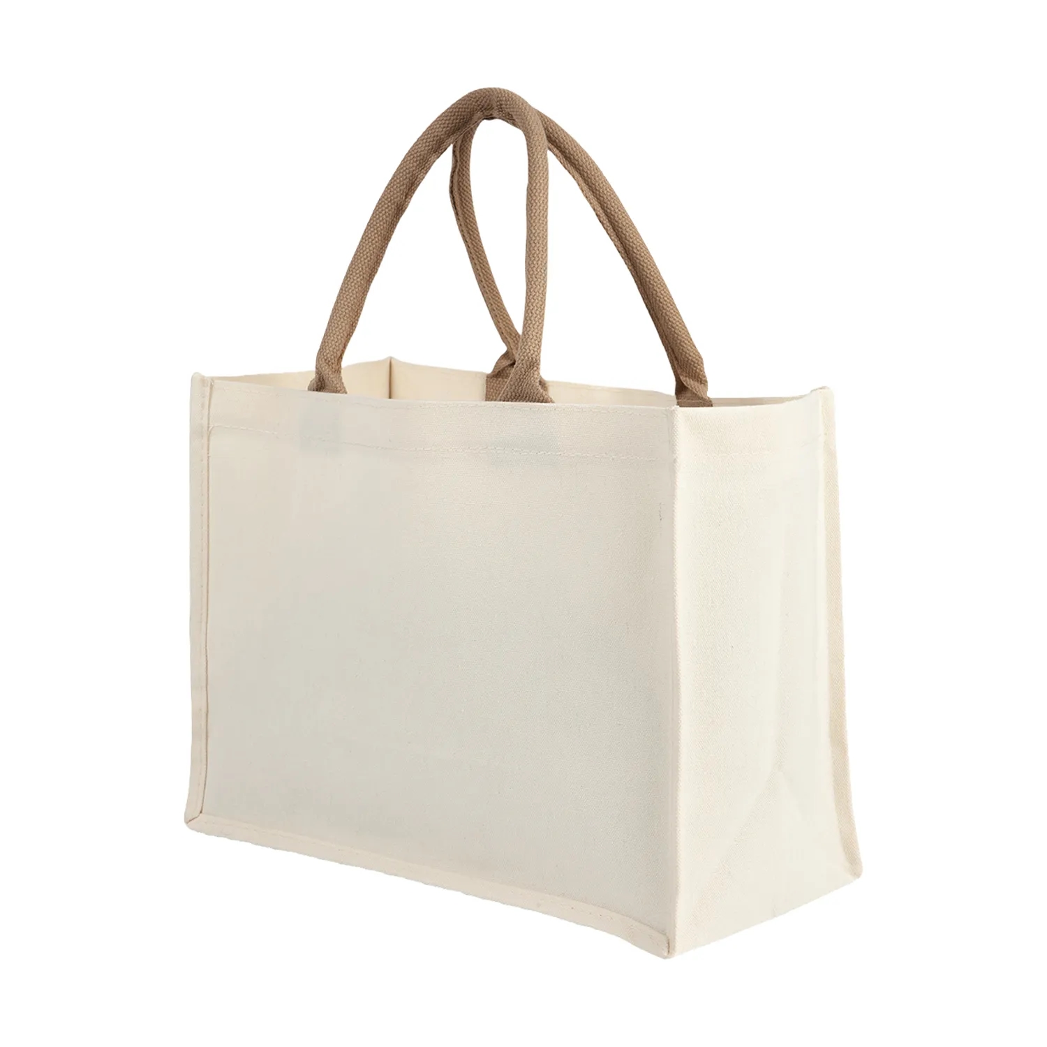 Jute Pocket Tote in White, custom tote bag with logo imprint 4