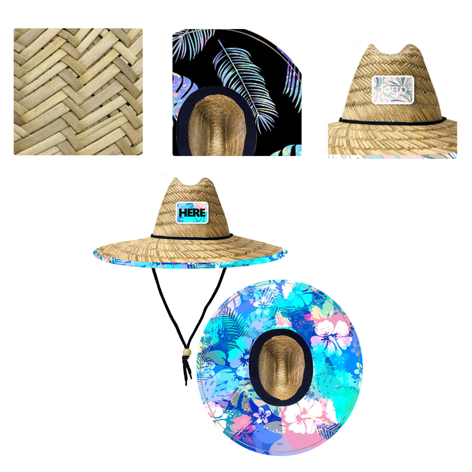 MOQ50 Custom Sun Protection Straw Lifeguard Hat With Logo 2