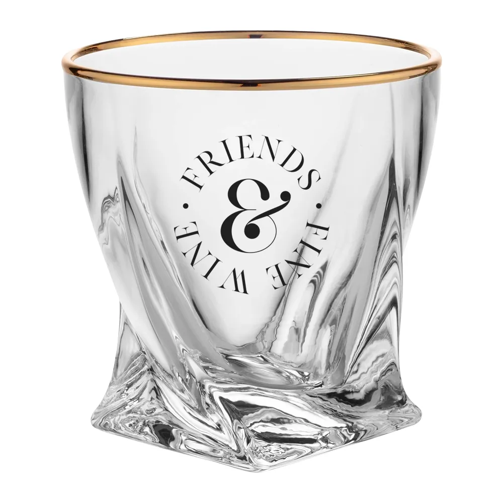10.5oz. Gold Rimmed Twisted Whiskey Glass 5