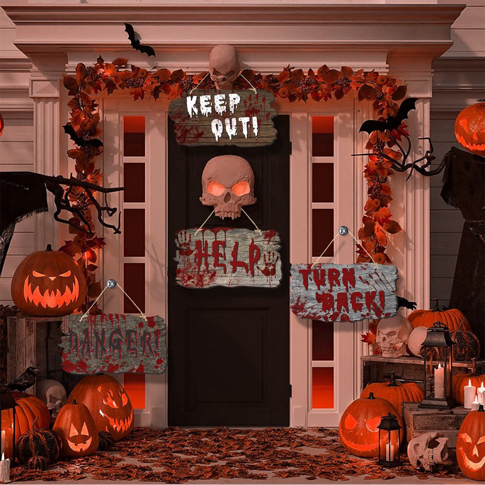 Halloween Christmas Welcome Home Wooden Door Signs Decor 1