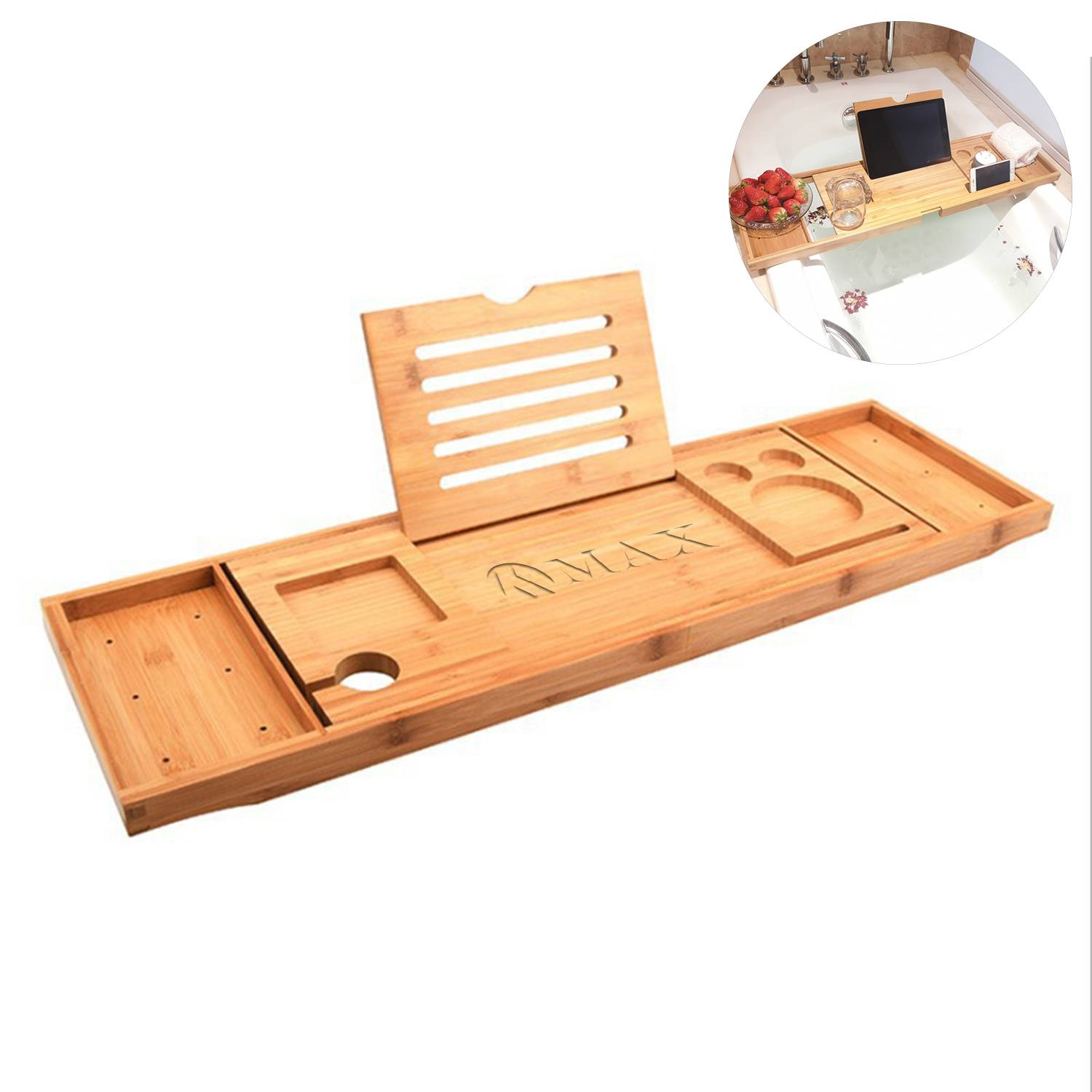 Bamboo Wood Expandable Non-Slip Bathtub Tray 3