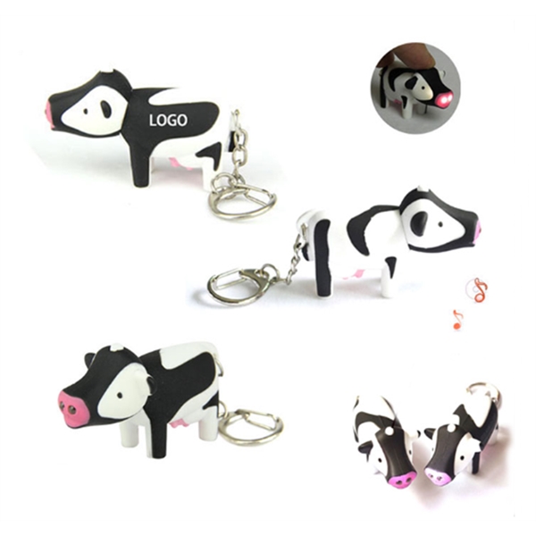 Capsule Toy with Sound Plastic Milk Cow LED Light Keychains