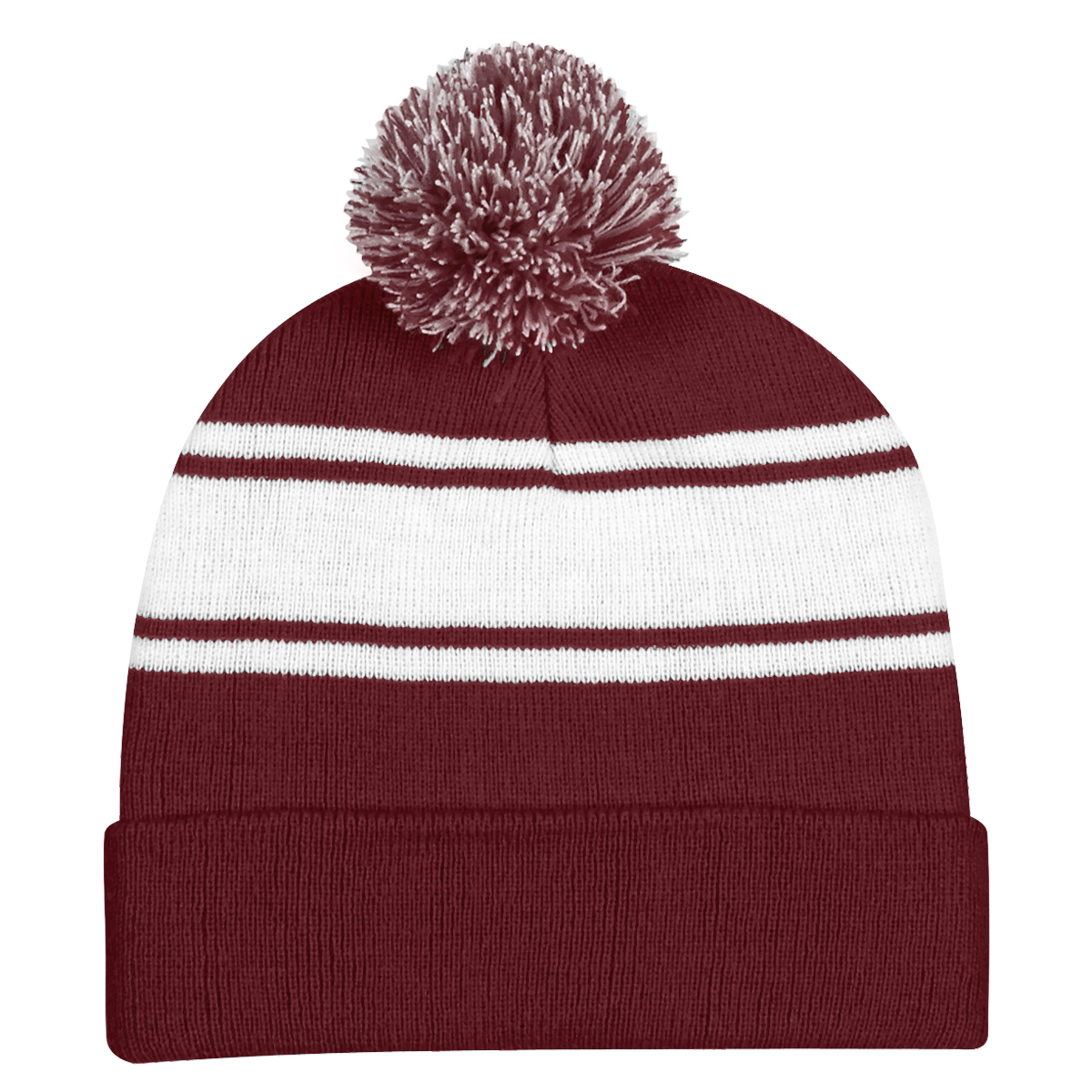 Two-Tone Knit Pom Beanie With Cuff 3
