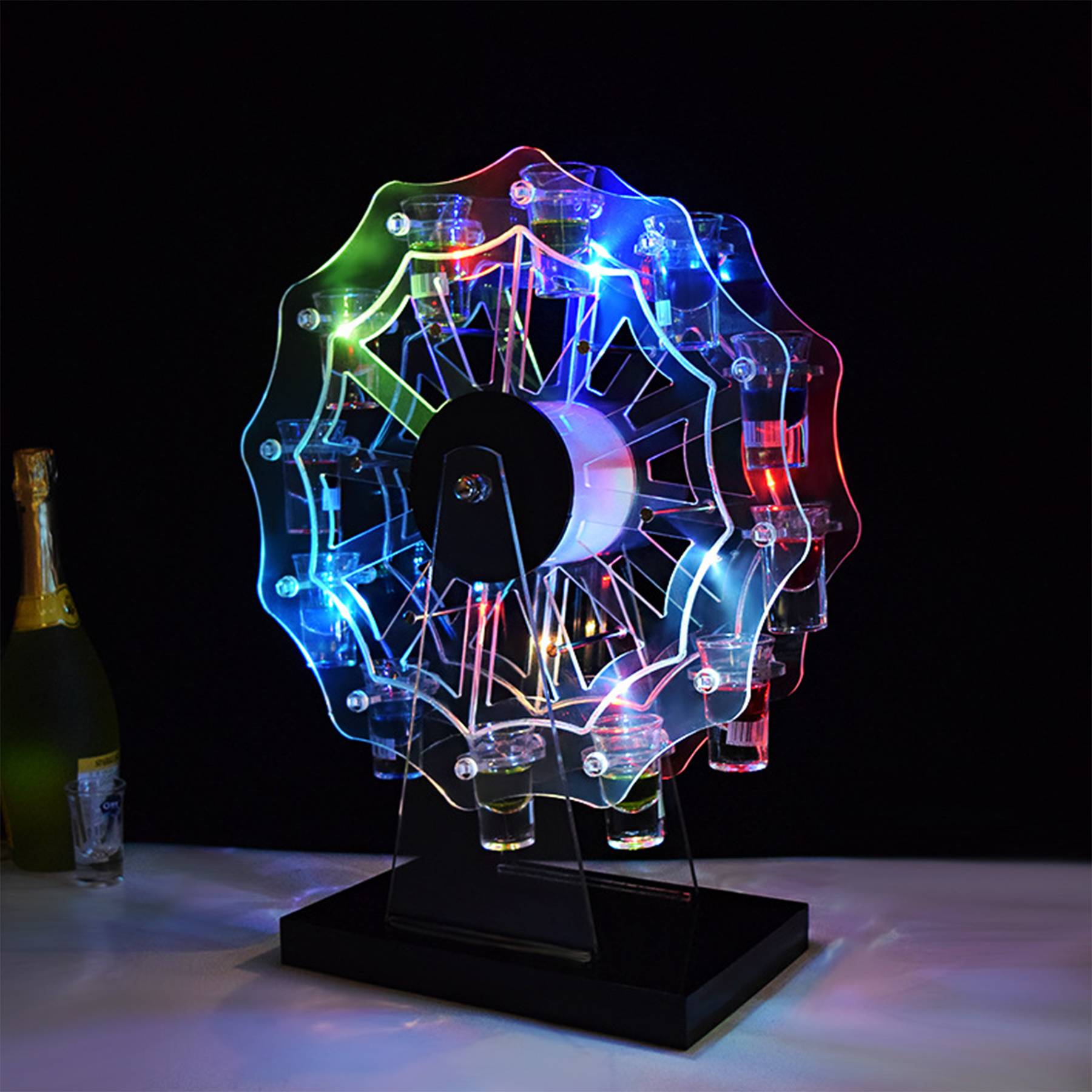 Acrylic LED Ferris Wheel Cup Holder Glow Contains Glass 4