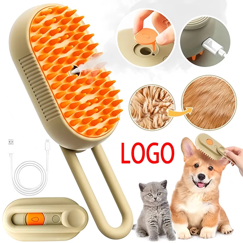 Custom 4 in 1 Pet Steam Brush for Cat Dog Grooming Wholesale OEM 6