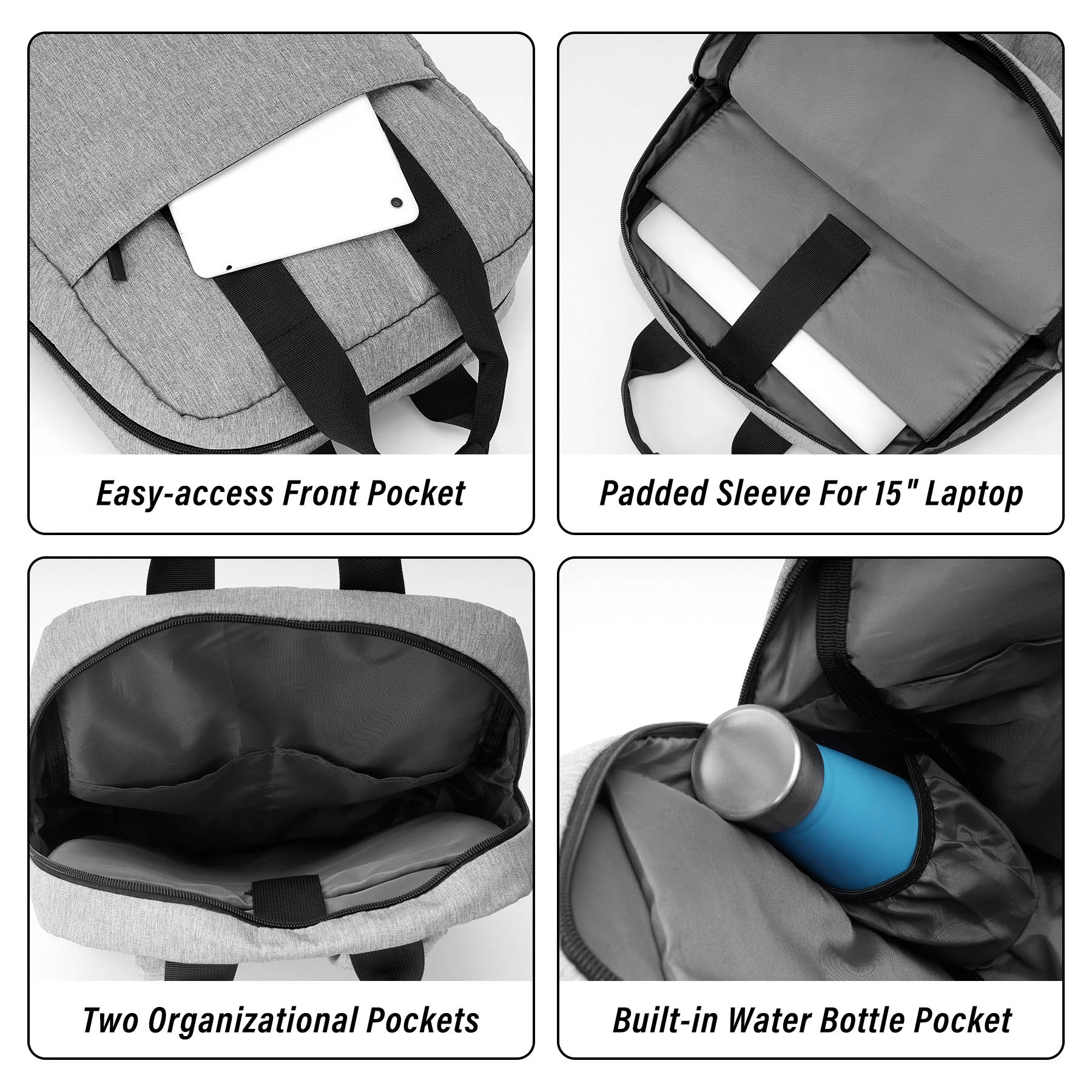 Heathered 15" Convertible Laptop Backpack Tote 2