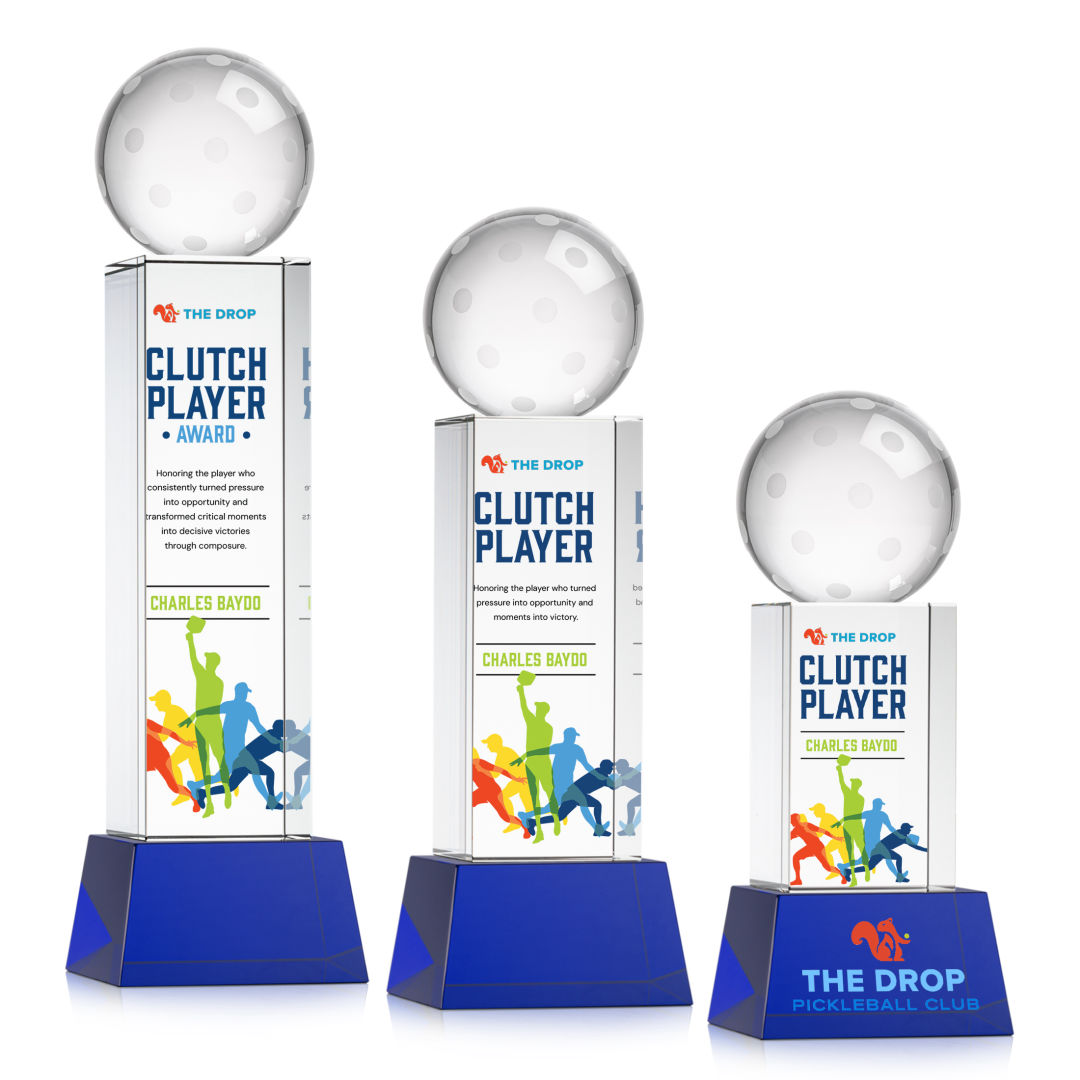 Pickleball VividPrint™ Award on Belcroft Base - Blue