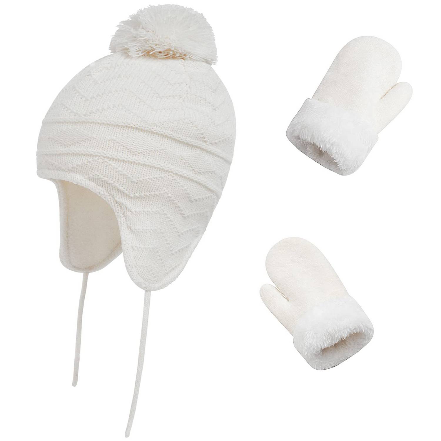 Soft Acrylic Toddler Winter Hat Mittens Set 3