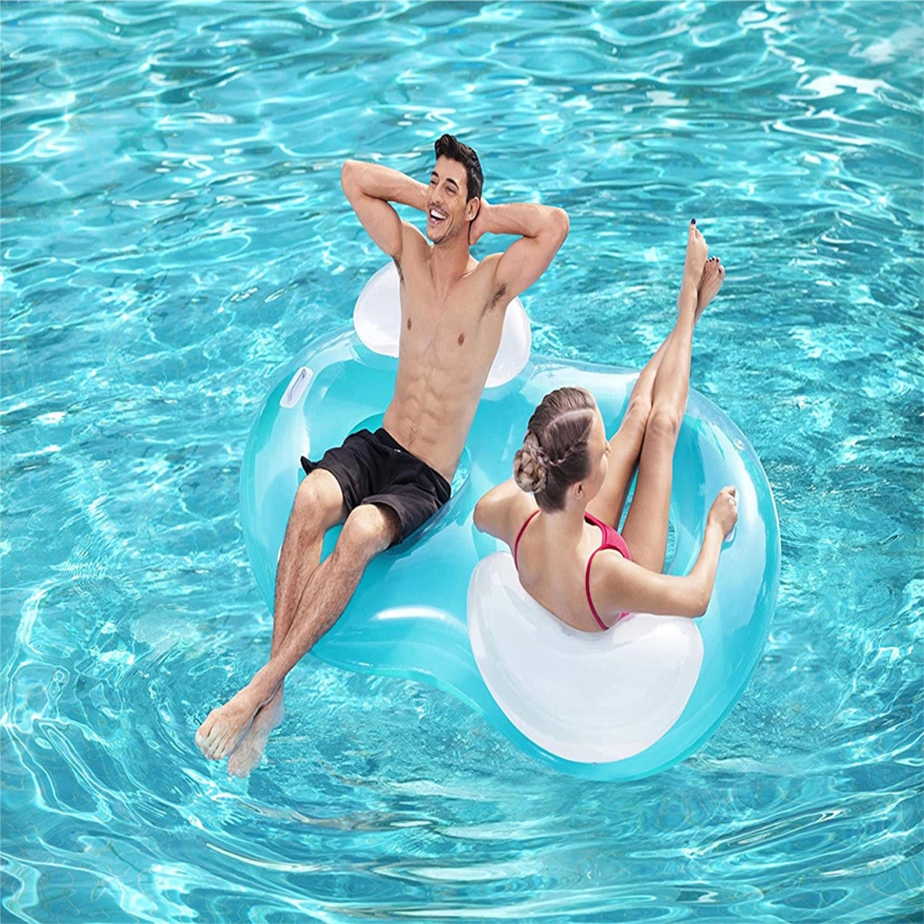 Inflatable Double Ring Pool Lounger 9
