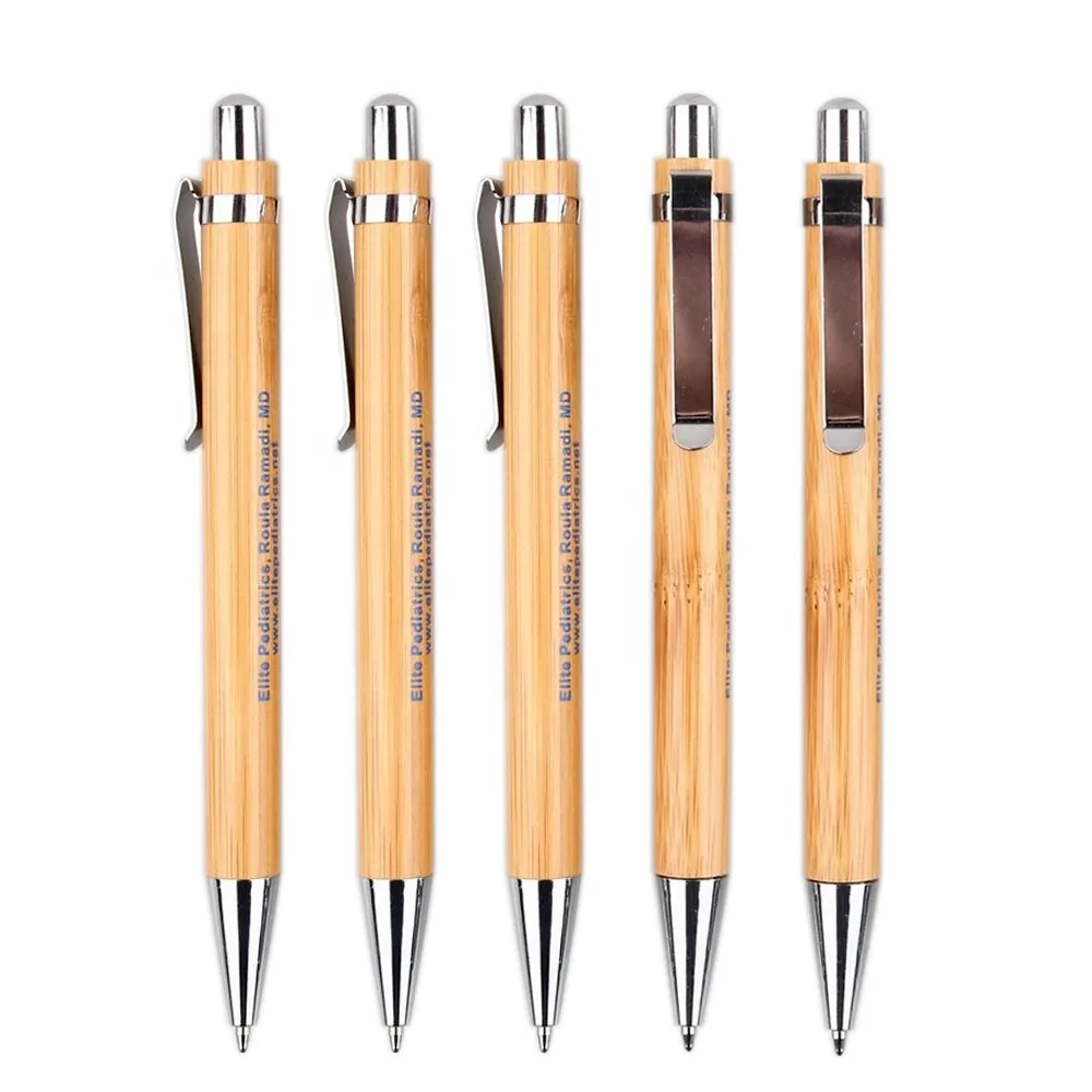 BAMBOO BALLPOINT PEN WITH METAL TRIMS 4